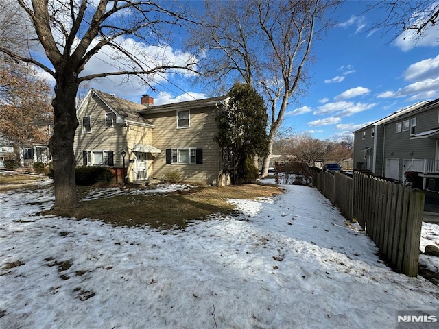 view of snow covered exterior