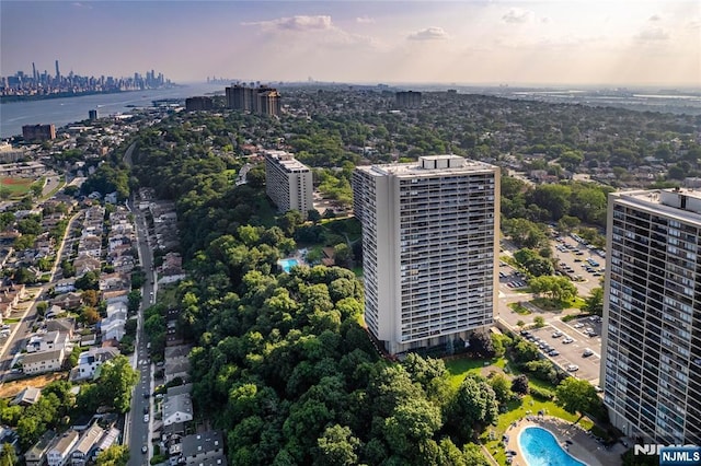 aerial view with a city view