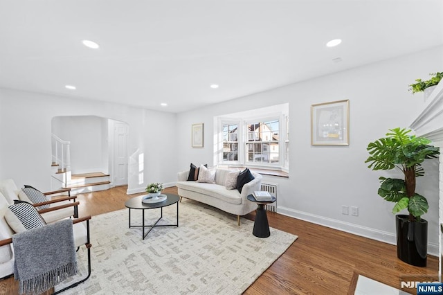 living room featuring wood-type flooring