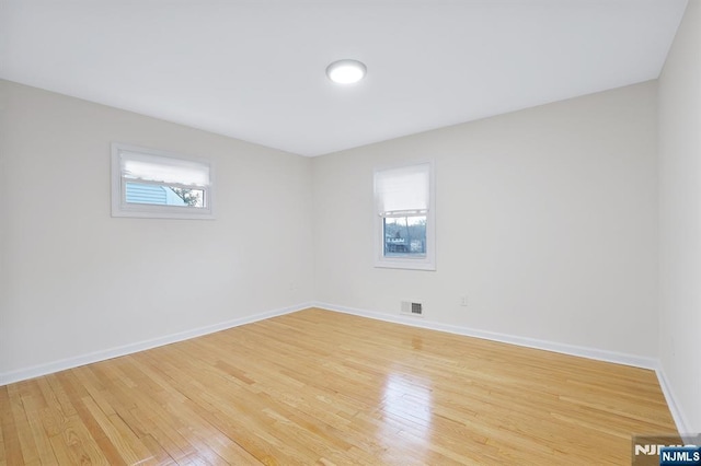 empty room featuring a healthy amount of sunlight and light wood-type flooring