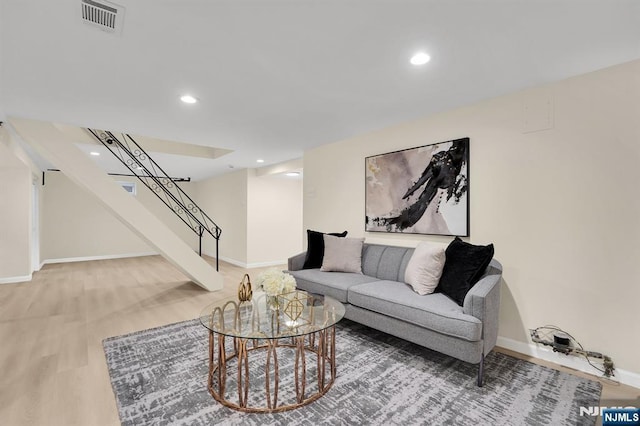 living room with wood-type flooring