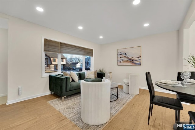 living room featuring light wood-type flooring