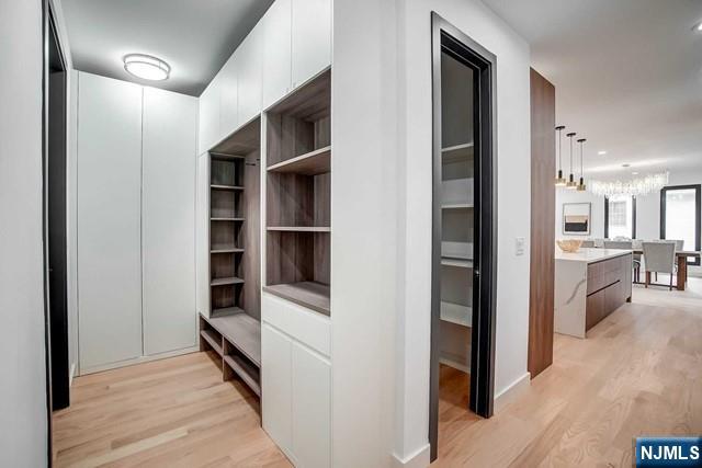 spacious closet featuring light hardwood / wood-style floors