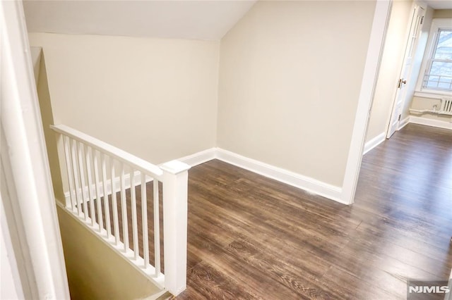 staircase featuring hardwood / wood-style floors