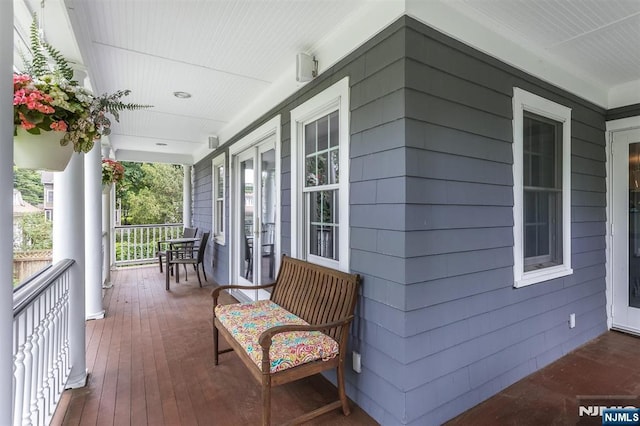 wooden deck with a porch