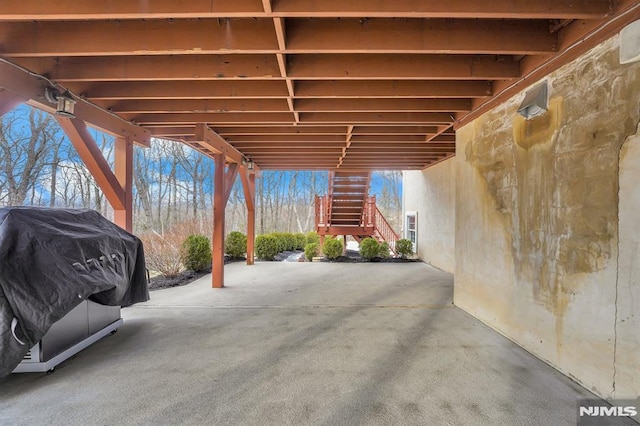 view of patio / terrace with stairway and grilling area