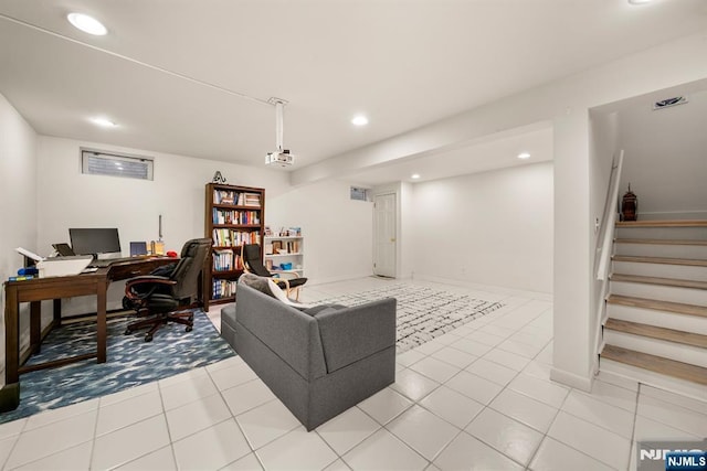 view of tiled living room