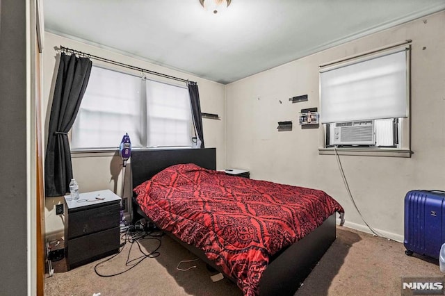 carpeted bedroom featuring cooling unit