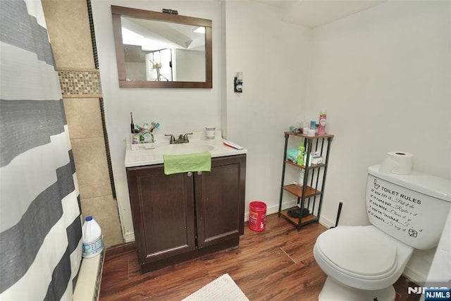 bathroom featuring vanity and hardwood / wood-style flooring