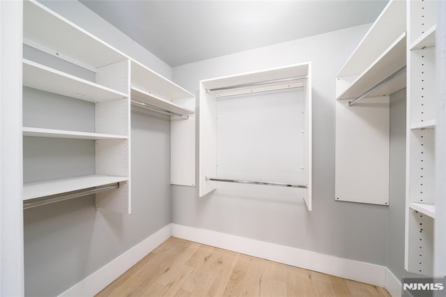 walk in closet featuring light hardwood / wood-style floors