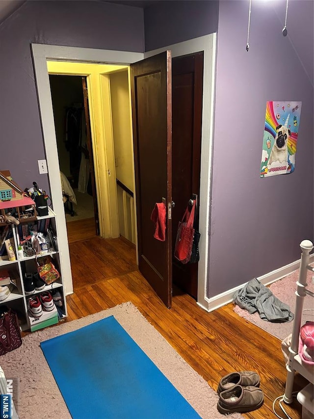 playroom with wood-type flooring