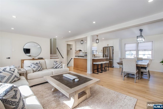 living room featuring light hardwood / wood-style floors