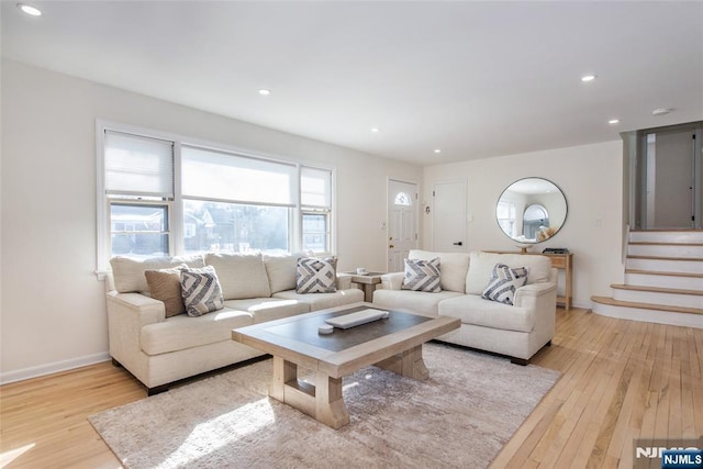 living room featuring light hardwood / wood-style floors