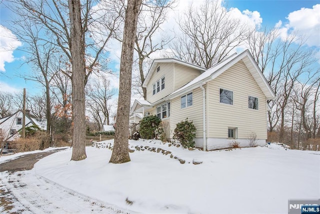 view of snow covered exterior