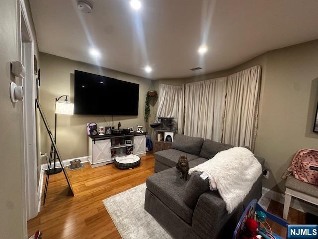 living room featuring light wood-type flooring