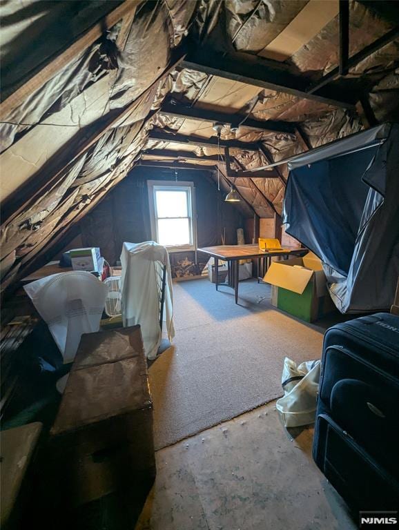 view of unfinished attic