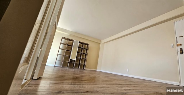 spare room featuring wood-type flooring