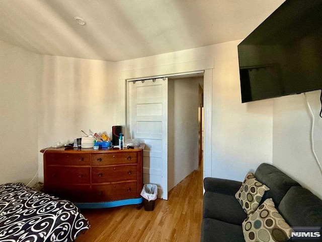 bedroom with light hardwood / wood-style flooring