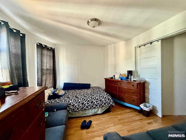 bedroom with hardwood / wood-style floors