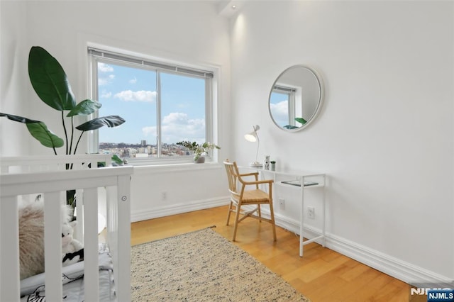 interior space with hardwood / wood-style floors