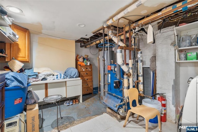 basement with gas water heater