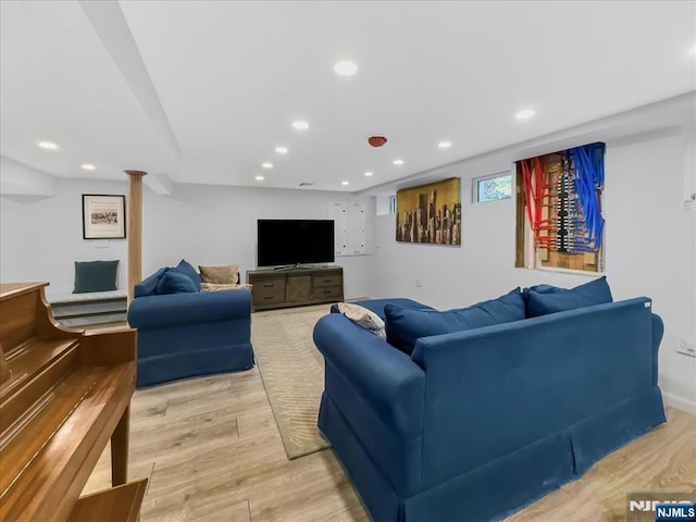 living room with light wood-type flooring