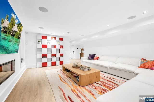 living room with light wood-type flooring