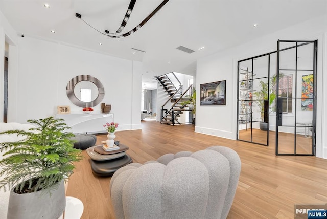 living room featuring light hardwood / wood-style floors