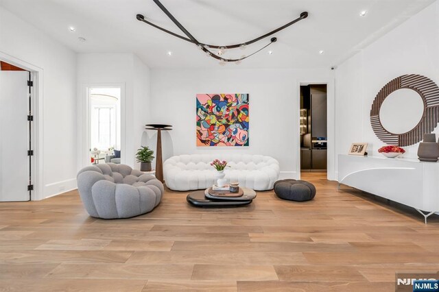 living area featuring light wood-type flooring