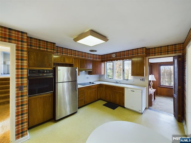 kitchen with black appliances