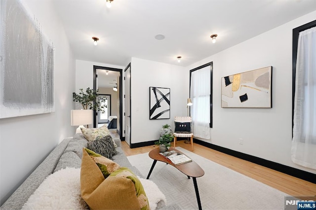 living room featuring light wood-type flooring