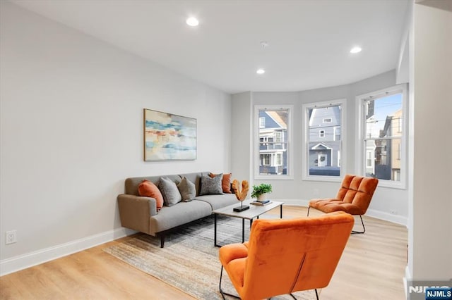 living room featuring light wood-type flooring