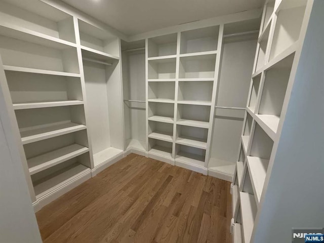 walk in closet featuring dark wood-type flooring