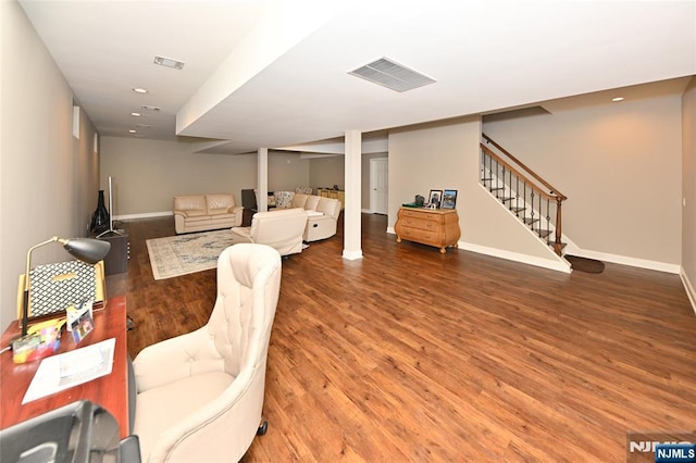 living room featuring hardwood / wood-style flooring