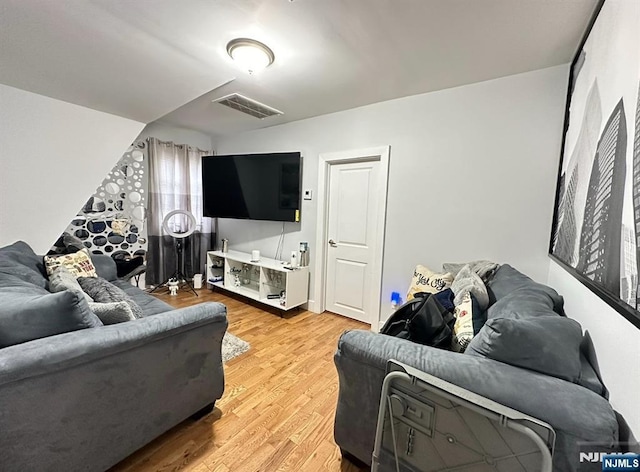 living room with light wood-type flooring