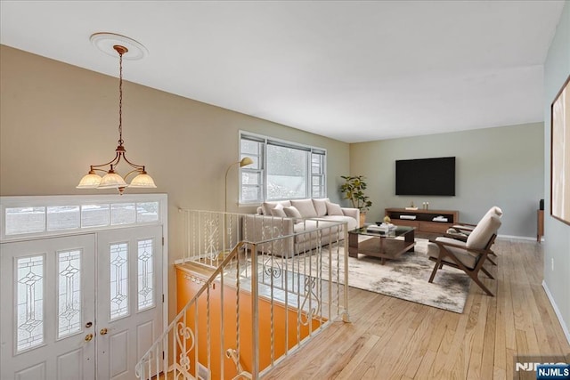 living room with wood-type flooring