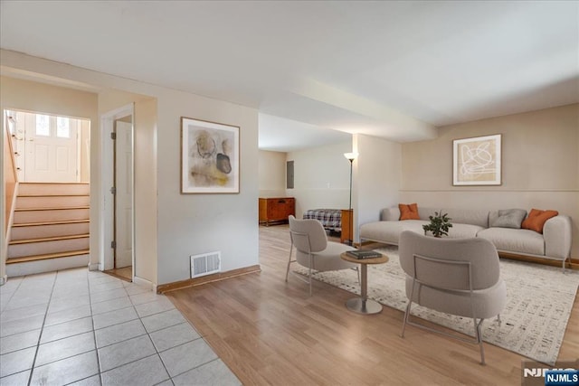 living room featuring light hardwood / wood-style floors