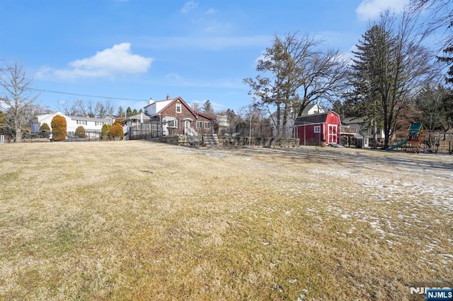 view of yard featuring a playground