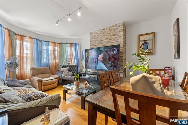 living room with light hardwood / wood-style flooring