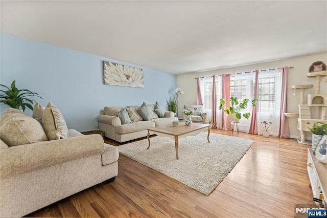 living room featuring light hardwood / wood-style flooring