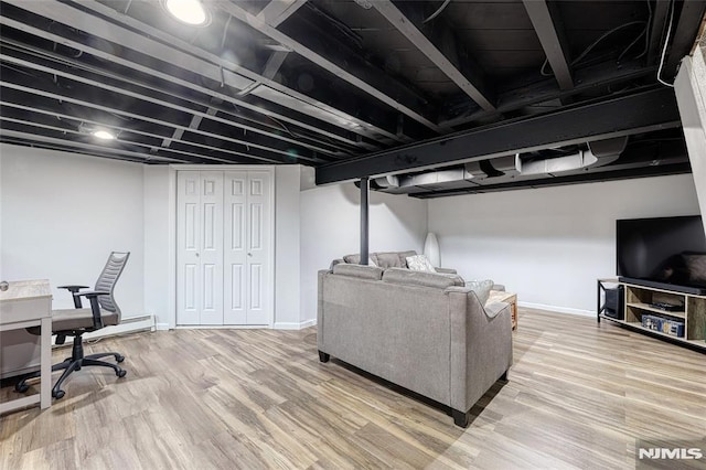 living room with wood-type flooring