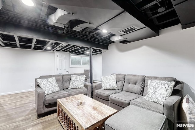 living room featuring hardwood / wood-style floors