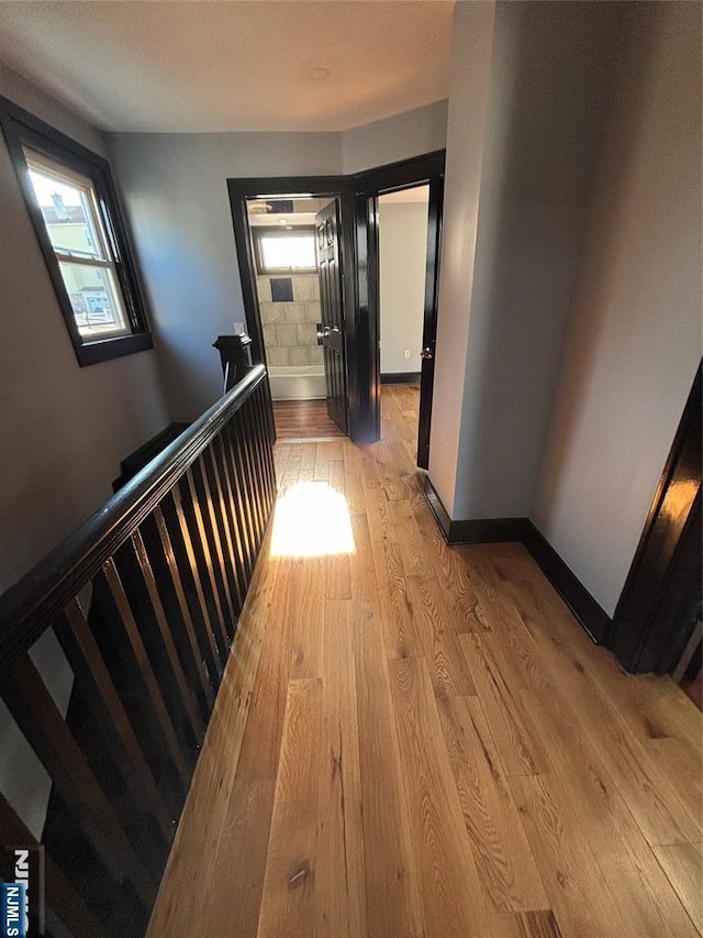 hall with light hardwood / wood-style flooring