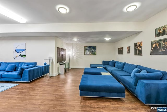 living room featuring hardwood / wood-style flooring