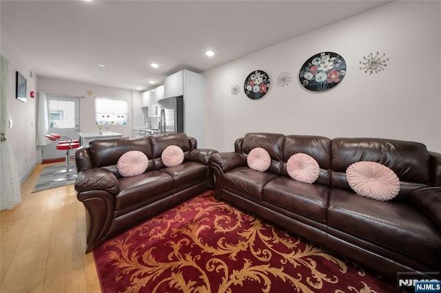 living room with hardwood / wood-style floors