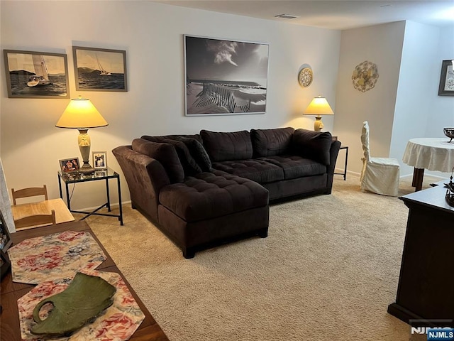 living room featuring carpet floors