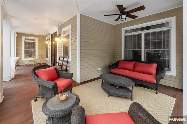 view of patio / terrace with outdoor lounge area and ceiling fan