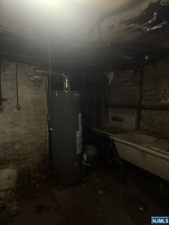 basement featuring water heater