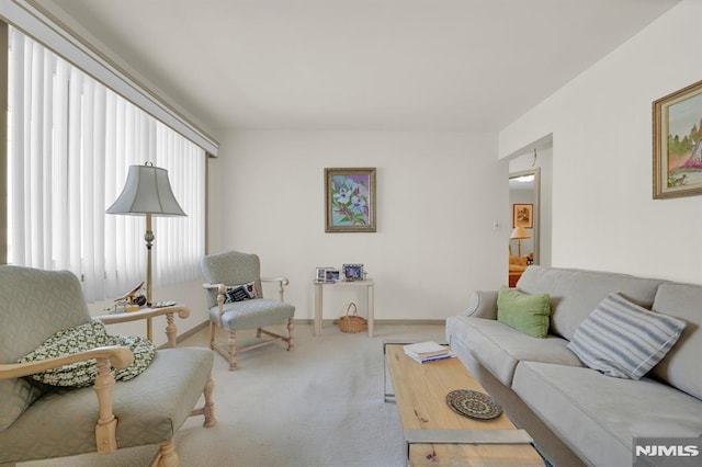 view of carpeted living area