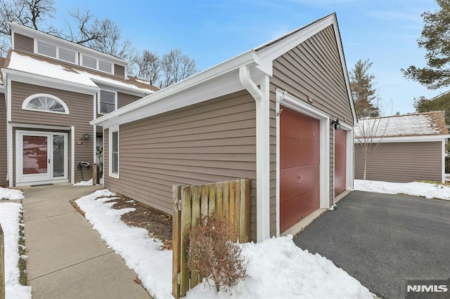 view of snow covered exterior